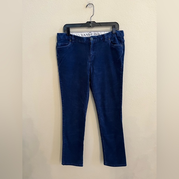 Land’s End Corduroy Stretch Slim Straight Leg Pants in Faded Cobalt Blue Size 12 - Picture 2 of 8